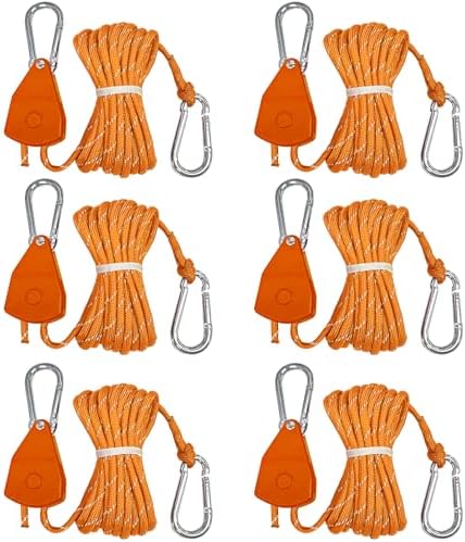 KOKKOYA 15ft Rope Ratchet Tie Downs Reflective Paracord Rollers 1/8in 6 Pcs by KOKKOYA