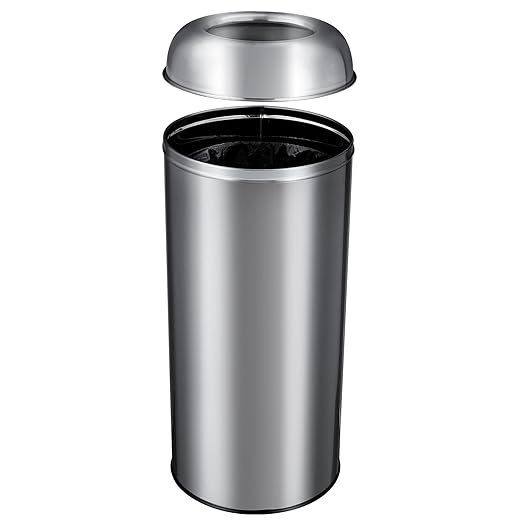 65L/17 Gallon Tall Commercial Trash Can, Large Capacity Brushed Stainless Steel - Image 7