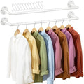 ERYTLLY Industrial Pipe Wall Mounted Clothes Rack,38 Inches Heavy Duty Detachable Garment Rack,Multi-purpose Hanging Rod for Closet,Set of 2,White by ERYTLLY