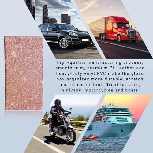 Ziciner Car Registration and Insurance Holder, Auto Card Document Glove Box Organizer with Magnetic Closure, Universal Vehicle Interior Accessories for Cars SUVs (Rose Golden-Large) - Image 6
