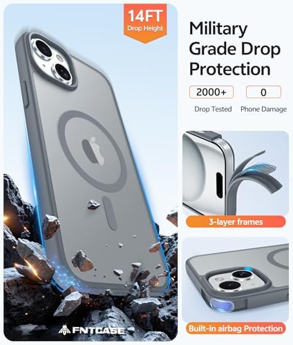 FNTCASE for iPhone 15/14/13 Case, Fit for Magsafe, Glass Screen Protector - Image 5