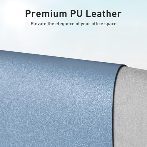 Aothia Faux Leather Desk Mat – Large Mouse Pad, Non-Slip PU Leather Blotter, Waterproof Writing Surface for Office and Home (Denim Blue, 47.2" x 23.6") - Image 2