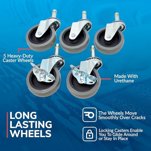 Grit Guard Bucket Dolly with Wheels - Rolling Detailing Wash Bucket with 5 Wheels and 2 Locking Casters Compatible with 2.5, 4, 5 and 6 Gallon Buckets (Silver, 3" Grey Casters) - Made in the USA - Image 3