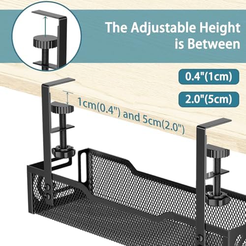 Under Desk Cable Management Tray, No Drill Mesh Cable Tray Cord Organizer - Image 4