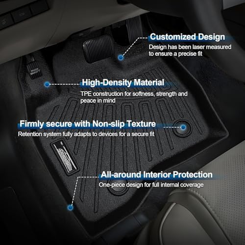 PELEUS Floor Mats Compatible with 2015-2019 Ford Explorer, Custom Fit TPE All-Weather Floor Liners 1st 2nd 3rd Row and Foldable Cargo Liner Set, Odorless Heavy Duty Automotive Mats for Camping - Image 3