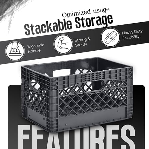 Juggernaut 6 Pack 24 Quart Storage Crate, Milk Crate Plastic Basket - Image 3