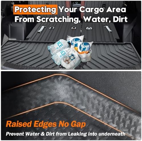 KUST Cargo Mat for 2020-2025 Kia Telluride 7 Seats, Rubber Rear Trunk Liner with 2nd/3rd Row Backrest Kick Mat for Telluride Accessories High Edge Cover All Weather Protection - Image 7
