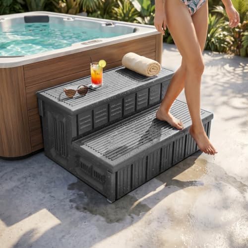 Hot Tub Steps, Outdoor Spa Steps with Storage, Non-Slip & Sturdy Hot Tub Stairs, 36 Inches Long - Image 7