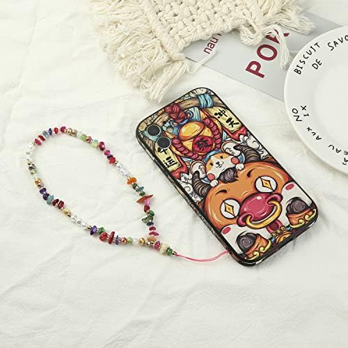 6PCS Beaded Phone Charms Strap Fruit Star Faux Pearl Rainbow Beads Phone Chains Beaded Lanyard for Camera Key Wallet Valentines Day Gifts for Her Women - Image 6