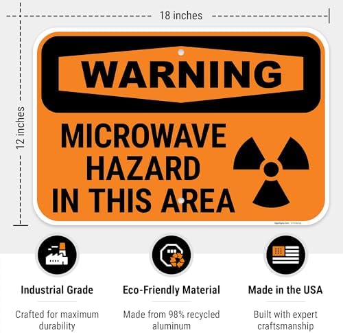 OSHA Warning Microwave Hazard in This Area with Graphic Sign, - Image 3