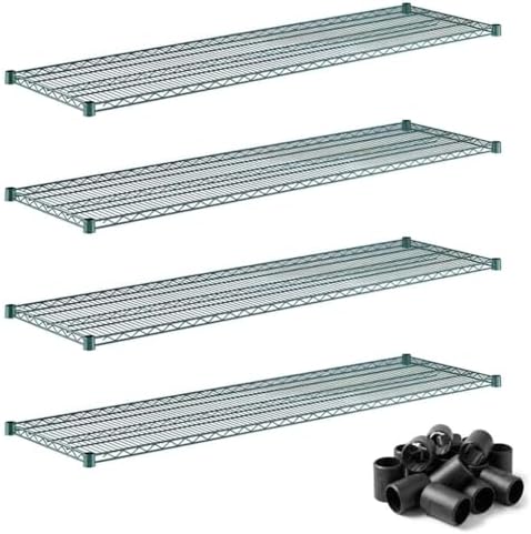 21" x 72" Extra Wire Shelves 4 Pack for Storage Racks, NSF Green Finish, 600 lb Capacity by Zedfire
