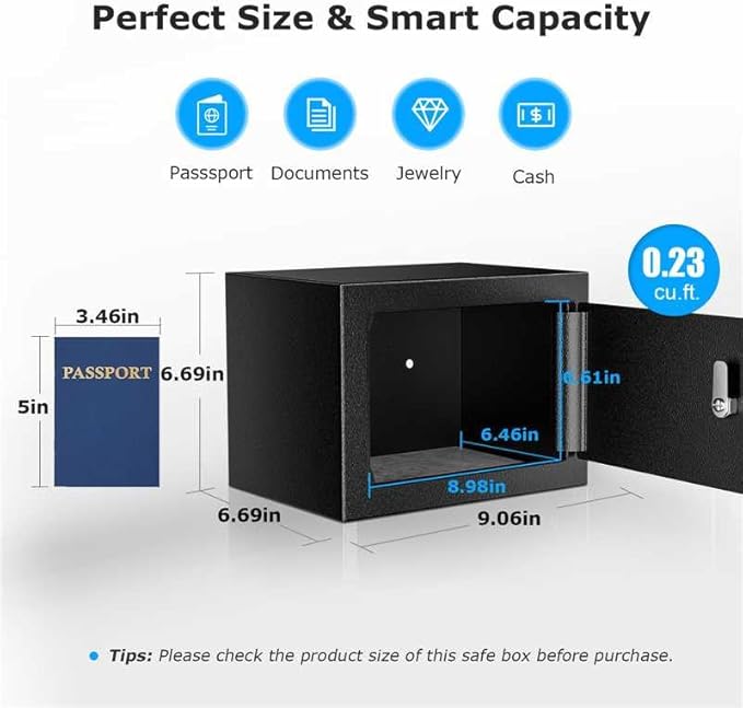 Bonsaii Safe Box with Key Lock, Steel Security Lock Box, 0.23 Cubic Feet - Image 3