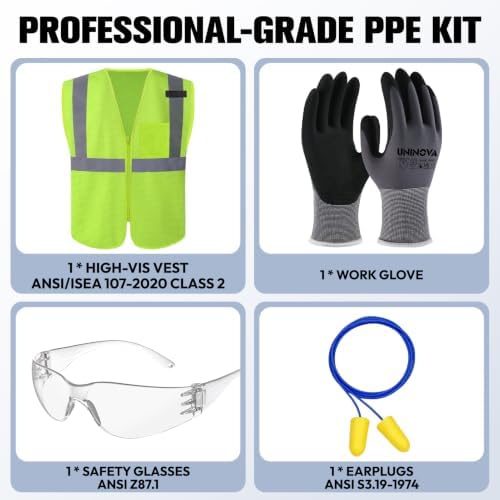 PPE Kit: Safety Vest, Safety Glasses, Work Gloves, Earplugs - Image 2