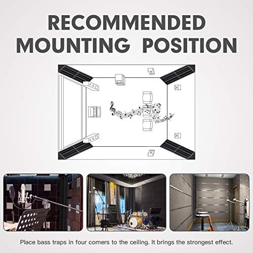 8 Pack - Bass Traps Acoustic Foam Corner, 8''x8''x12'' Black Bass Traps Corner Studio Foam, High Density and Fire-Proof Acoustic Panels Recording Studio Acoustical Treatments - Image 4