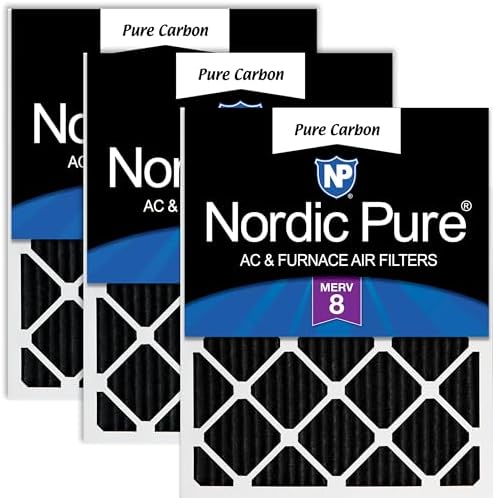 Nordic Pure 18x20x1 Pleated MERV 8 Pure Carbon Air Filters 3 Pack by NordicPure