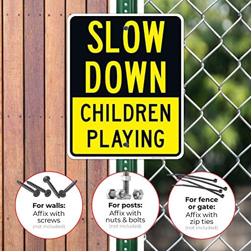 Slow Down Children Playing Sign, Traffic Sign, - Image 4