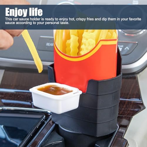 1 PC French Fry Holder, Plastic Storage Box, Waterproof Sauce Container, Center Console Organizer, Multifunctional Auto Interior Decoration, Universal for Most Cars, Trucks (Black) - Image 6