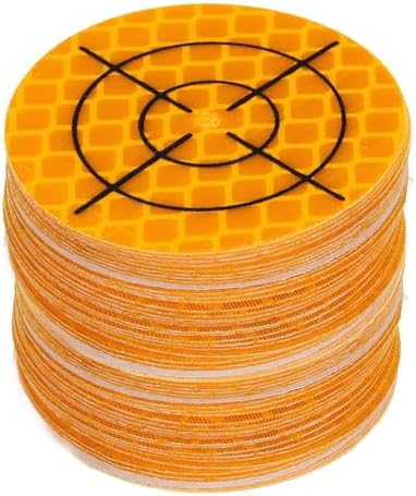 HARFINGTON 60pcs Survey Reflector Sheets 40mm x 40mm Self-Adhesive Surveying Target Mark Sticker Total Station Round Reflective Sheet Tape for Ship Inspection Tunnel Measure, Yellow by HARFINGTON
