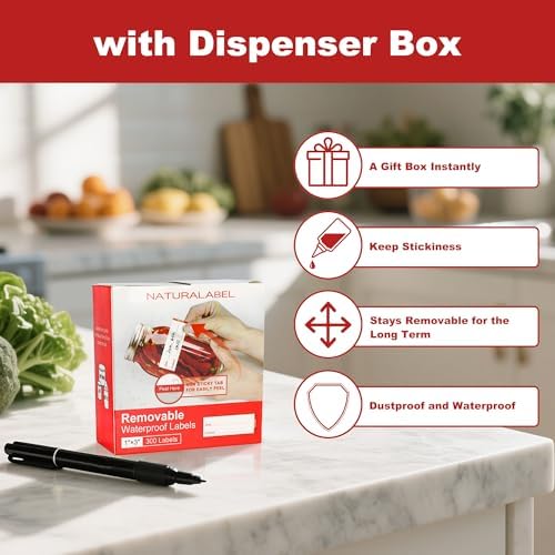 NATURALABEL 300 Removable Freezer Labels with Dispenser, 1" x 3" (Red) - Image 3