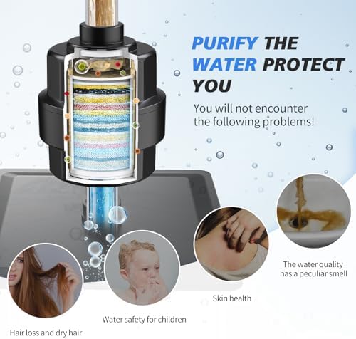 SR SUN RISE Shower Filter for Hard Water, 5 Cartridges, Black - Image 6