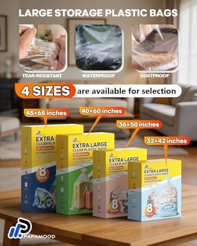 32x42 Inches Clear Large Plastic Storage Bags for Wreath Blankets, 8 Pack - Image 5