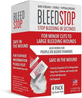 BleedStop™ First Aid Powder for Blood Clotting, Trauma Kit, Blood Thinner Patients, Camping Safety, and Survival Equipment for Moderate to Severe Bleeding Wounds or Nosebleeds - 4 (15g) Pouches by BleedStop