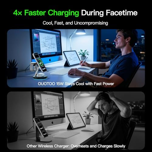 3 in 1 Mag-Safe Wireless Charger Stand for iPhone Apple Watch AirPods - Image 4