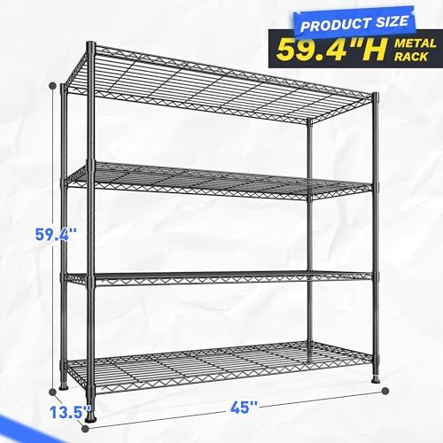 DurayLoly Extra-Wide 4-Tier 800LBS Storage Rack, Adjustable Shelves, Black - Image 3