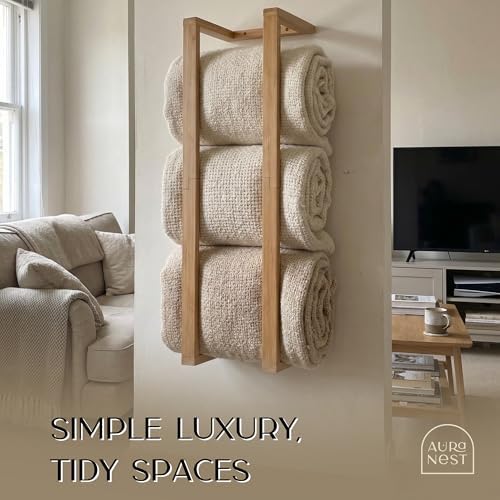 Bamboo Towel Racks - Vertical Wood Towel Rack Bamboo Bathroom Accessories, Storage, Wall Towel Rack for Rolled Towels for Bathroom Furniture, Spa Furniture and Decor - Image 6