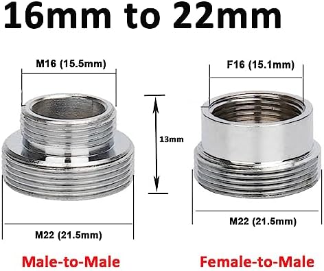 Faucet Water Aerator Adapter, Brass Tap Water Filter Aerator Connector, 16mm to 22mm NPT Thread Adapter (Female to Male) - Image 2