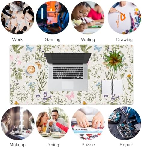QIYI PU Leather Large Mouse Pad, Waterproof Desk Mat, 31.5" x 15.7", Herbs - Image 6