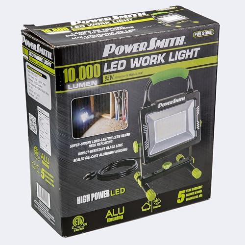POWERSMITH 10,000 Portable LED Work Light with Metal Housing and Stand, Impact Resistant Lens, and 5 Year Warranty (PWLS100H) - Image 7