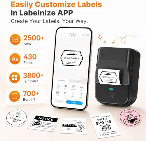 PM240 Label Maker Machine with 3 Tapes, Label Printer Black, Set 2 - Image 2
