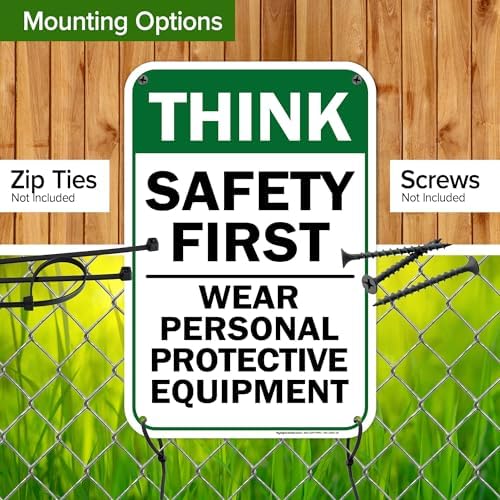 Think Safety First Wear Personal Protective Equipment Sign, 12"x18" - Image 5