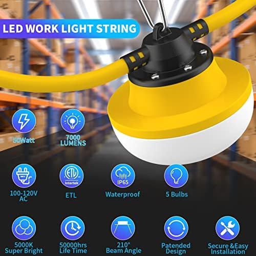 New Upgrade 50FT Construction String Lights LED Industrial Grade - Image 3