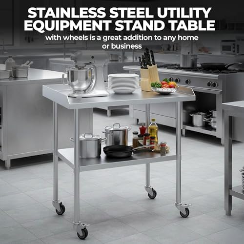 24" x 30" Stainless Steel Rolling Equipment Stand with Wheels | Mobile Commercial Kitchen Work Table for Restaurant, Bakery & Foodservice | NSF Certified - Image 6