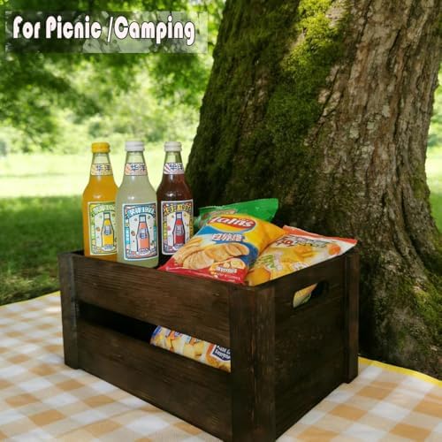 Rustic Wooden Crates Set of 3 - Reinforced Sturdy Wood Storage Crates with Cut-Out Handles, Assemble Easy Stackable Decorative Crates for Kitchen, Garage, Farmhouse - Image 2