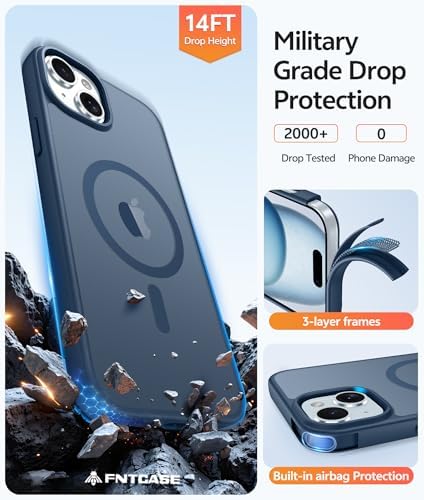 FNTCASE for iPhone 15/14/13 Case, Fit for Magsafe, Glass Screen Protector - Image 5