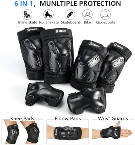 Tanden Skating Protective Gear Knee and Elbow Pads Wrist Guards for Roller Skating Skateboarding, Skate Pads Adult Knee Pads - Image 2