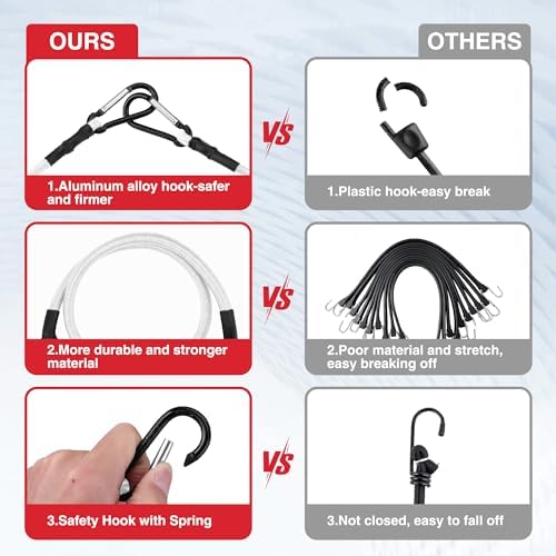 WORKPRO 24" Bungee Cords with Hooks, 4 Pack Heavy Duty Outdoor Bungee Strap - Image 3