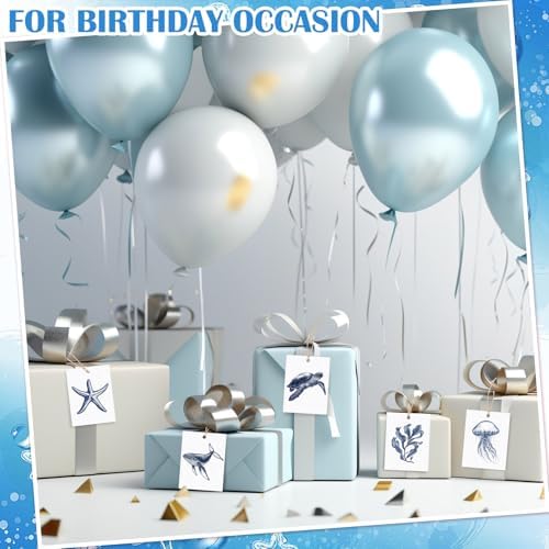 Tenceur 50 Set Watercolor Beach Gift Tags with String, Ocean Animal - Image 5