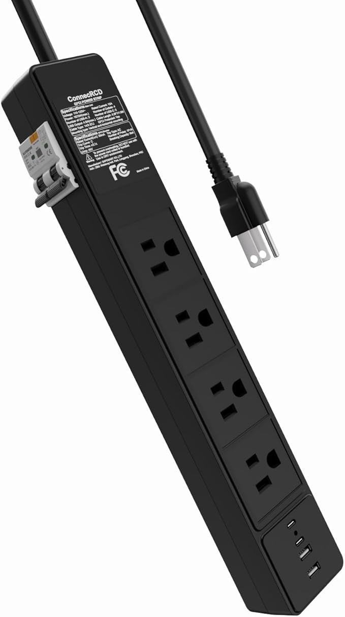 4-Outlet GFCI Power Strip with 4 USB Ports, 6FT Heavy Duty Surge Protected by Unknown