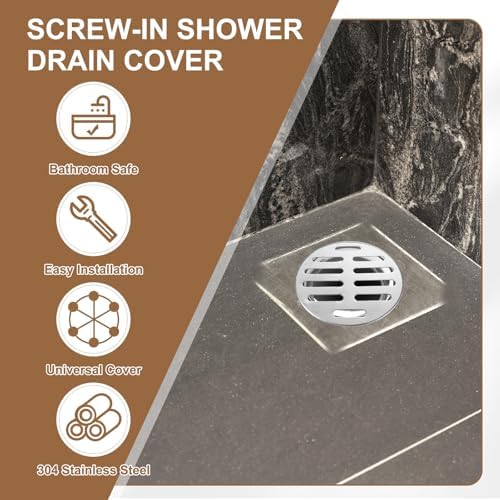 PATIKIL Floor Drain Cover 7" x 6" (160 Flat Mouth), 2 Pcs 304 Stainless Steel Round Anti Blocking Snap-in Drain Strainers for Outdoor Bathroom Kitchen Washroom Landscaped, Silver - Image 4