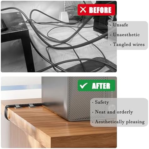 80PCS Hook and Loop Cable Ties, Under Desk Cable Management, Adhesive Cable Straps, Cord Management Hider Idea, Cord Organizer for Desk, Computer Accessories, Home Office Organization, Black+Gray - Image 5