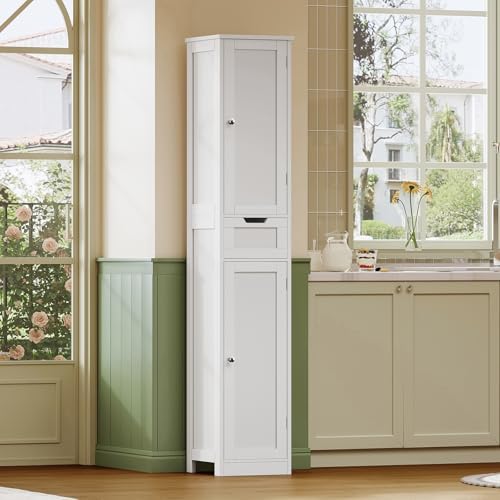 Iwell 66.9" Tall Bathroom Storage Cabinet with 2 Doors & 1 Drawer - Image 4
