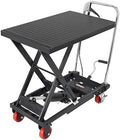VEVOR TF23 Hydraulic Lift Table Cart, 500lbs Capacity 28.5" with 4 Wheels and Non-Slip Pad, for Material Handling and Transportation, Black by VEVOR