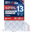 BNX TruFilter 18x24x1 Air Filter MERV 13 AC Filter, HVAC Furnace Filter, 6 Pack (ACTUAL SIZE 17.69"x24.69"x0.75") Allergies, Dust, Pet Dander & Smoke - MADE IN USA - MPR1500 / FPR 10 by BNX