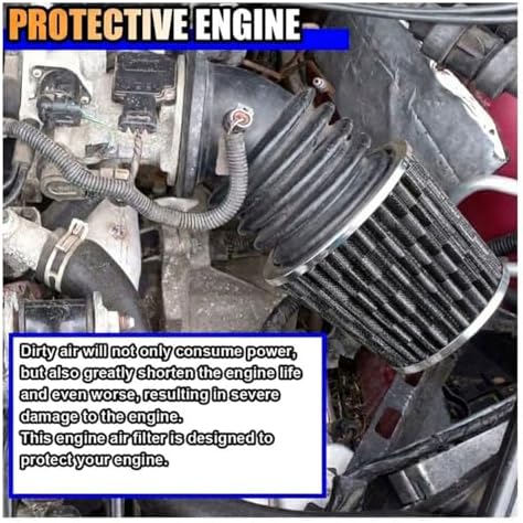 LAINLOY Universal Clamp-On Air Intake Filter for Cars, 76MM, CarbonFiber - Image 4