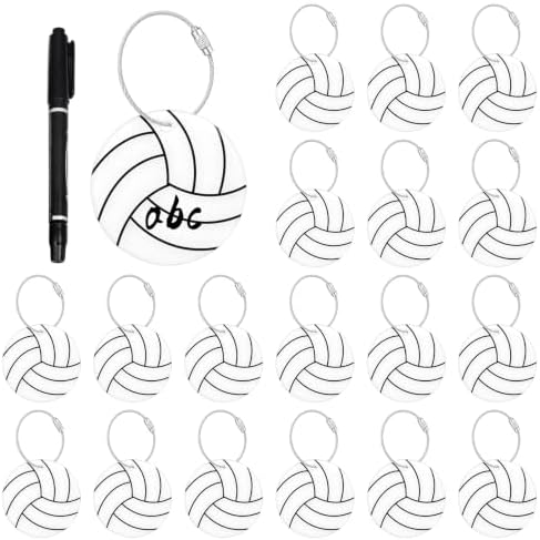 19 Pcs Volleyball Luggage Tags, Volleyball Party Favors Suitcase Labels with Pen, Metal Ring Name ID Card and DIY Pocket for Sports Team Travel Baggage Identifiers for Men Women by Unknown