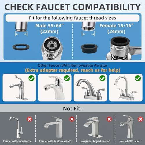 CECEFIN Sink Filter for Bathroom/Kitchen Water Faucet Extender, 1080 Swivel - Image 5